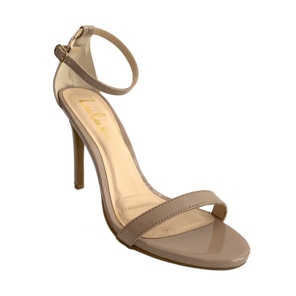 Lulus Vegan Leather Ankle Strap Heeled Sandals 8.5